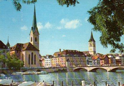 POSTAL PV11405: Blick auf Fraumunster, Zurich