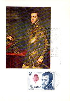 POSTAL PV11421: Felipe II. Tarjeta postal primer dia circulacion