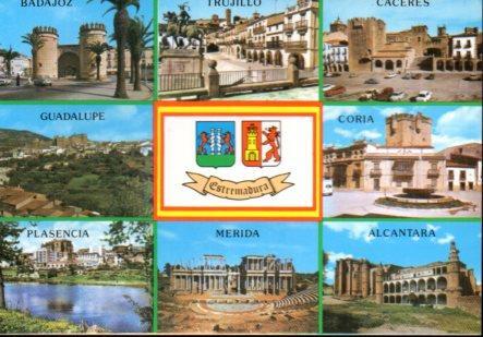 POSTAL PV11495: Vistas de varias poblaciones de Extremadura