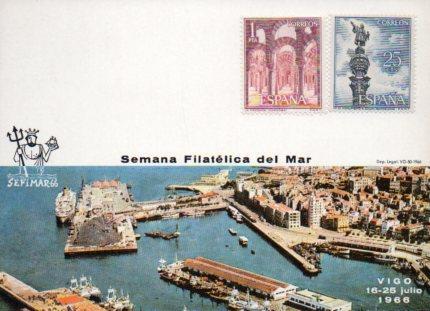POSTAL PV11451: Semana Filatelica del Mar Vigo 1966. Tarjeta postal