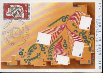 POSTAL PV11454: Letri automatique. Journee du Timbre 1974. Carte Postale