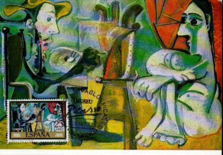POSTAL PV11457: El Pintor y su Modelo por Picasso. Homenaje a Picasso. Tarjeta Postal