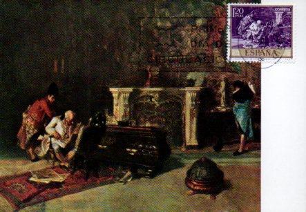 POSTAL PV11458: El coleccionista de estampas por M. Fortuny. Tarjeta postal primer dia circulacion