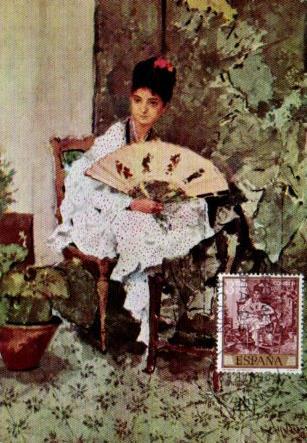 POSTAL PV11462: Retrato por M. Fortuny. Tarjeta postal primer dia circulacion