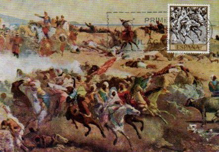 POSTAL PV11465: La Batalla de Tetuan por M. Fortuny. Tarjeta postal primer dia circulacion