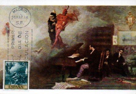 POSTAL PV11464: Fantasia sobre Fausto de Gunod por M. Fortuny. Tarjeta postal primer dia circulacion