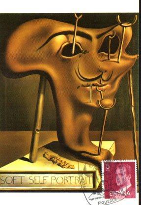 POSTAL PV11378: Autorretrato blando con bacon asado por Dali