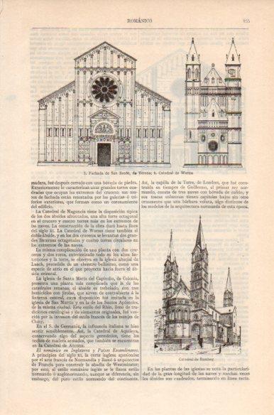 LAMINA V41734: Basilica de San Zenon, Catedral de Worms y de Bamberg