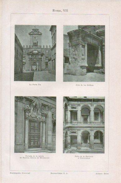 LAMINA V41727: Arco de los Orifices, Patio de la Sapienza y Porta Pia en Roma