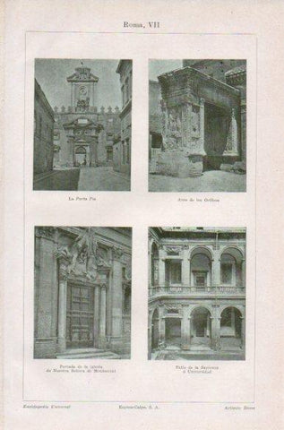 LAMINA V41727: Arco de los Orifices, Patio de la Sapienza y Porta Pia en Roma