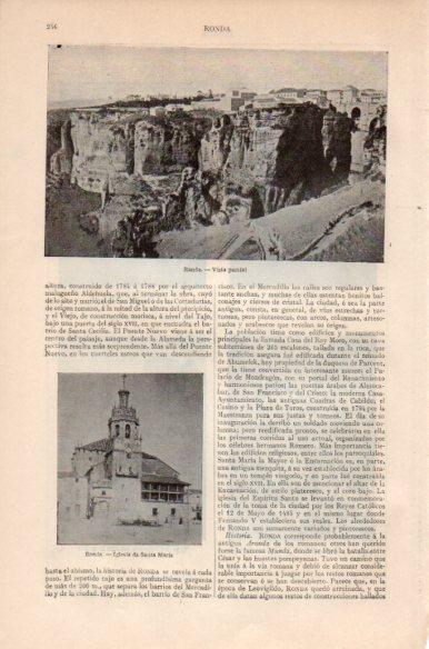 LAMINA V41757: Vista e iglesia de Santa Maria en Ronda