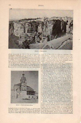 LAMINA V41757: Vista e iglesia de Santa Maria en Ronda