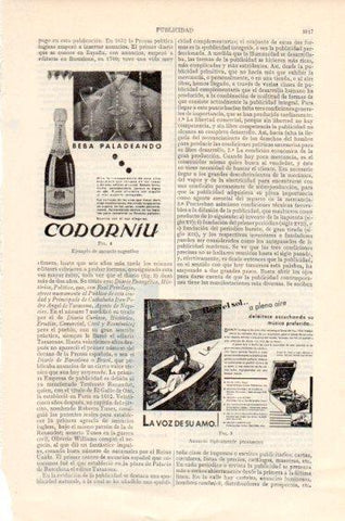 LAMINA V41682: Publicidad de Codorniu y La Voz de su Amo