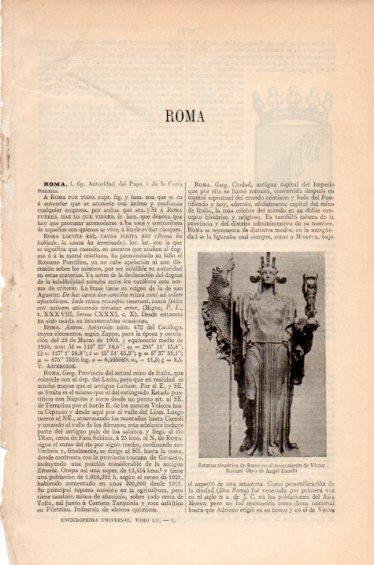 LAMINA V41700: Estatua alegorica de Roma en el monumento de Victor Manuel