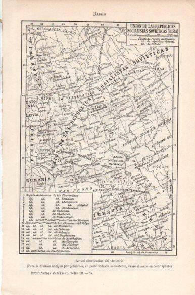 LAMINA V41851: Mapa de la Union de las Republicas Socialistas Sovieticas