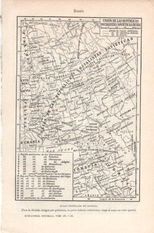 LAMINA V41851: Mapa de la Union de las Republicas Socialistas Sovieticas