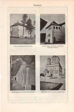 LAMINA V41847: Monasterio de Probota, Iglesia de Curtea de Arges y claustro de Vacaresti en Rumania