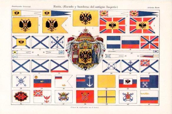 LAMINA V41858: Escudo y banderas del antiguo Imperio de Rusia