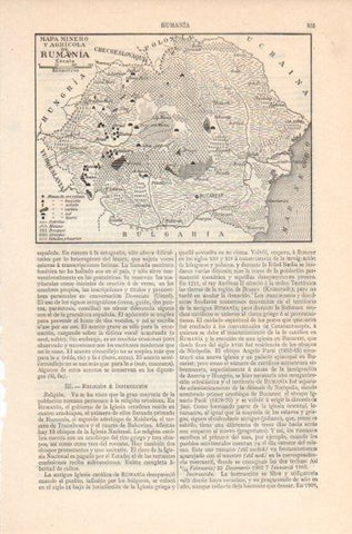 LAMINA V41839: Mapa minero y agricola de Rumania
