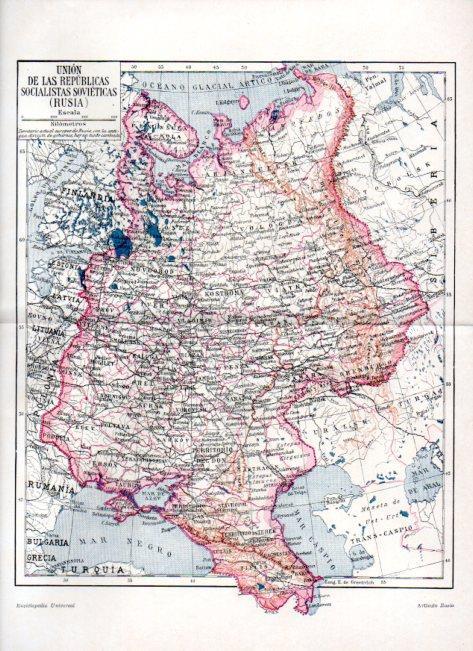 LAMINA V41876: Mapa de la Union de las Republicas Socialistas Sovieticas Rusia