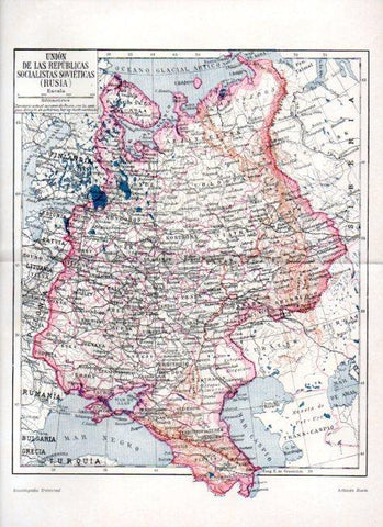 LAMINA V41876: Mapa de la Union de las Republicas Socialistas Sovieticas Rusia