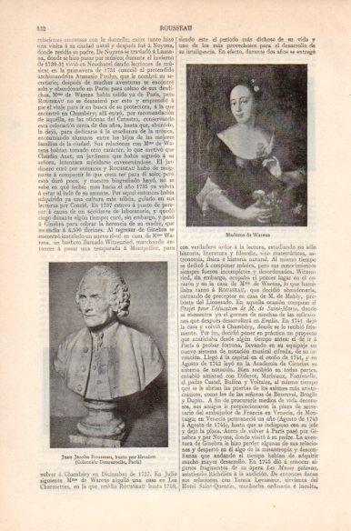 LAMINA V41795: J. J. Rousseau busto y Madama de Warens