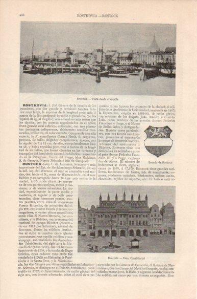 LAMINA V41784: Vista de Rostock desde el muelle y escudo