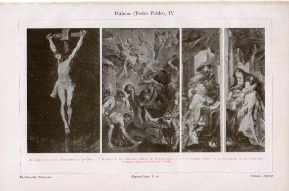 LAMINA V41813: Cristo en la Cruz, Martirio de San Esteban y Hermandad de San Ildefonso por Ruben