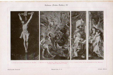 LAMINA V41813: Cristo en la Cruz, Martirio de San Esteban y Hermandad de San Ildefonso por Ruben