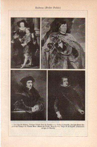LAMINA V41811: Los hijos de Rubens, Carlos el Atrevido, Tomas Moro y Felipe IV por Rubens