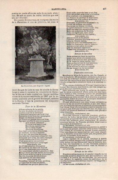 LAMINA V41499: Texto de la Marsellesa en frances y castellano