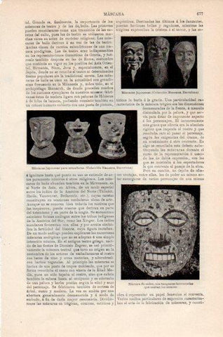 LAMINA V41537: Mascaras japonesas para armaduras