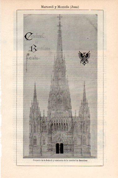 LAMINA V41528: Proyecto de fachada y cimborrio Catedral de Barcelona por J. Martorell y Montells