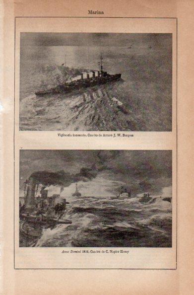 LAMINA V41485: Vigilancia incesante por J. W. Burgess y Anno Domini 1915 por Napier Hemy