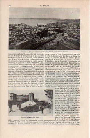 LAMINA V41480: Vista de la ciudad y los puertos de Marsella