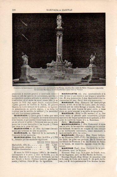 LAMINA V41465: Monumento en honor de las Cortes constitucion y sitio de Cadiz por escultor Marinas