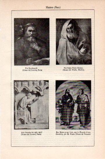 LAMINA V41570: San Mateo por Rembrandt , Rubens y B. Pitati