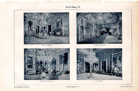 LAMINA V42261: Comedor, Salon de los Espejos y Salon Gasparini en Palacio Real, Madrid