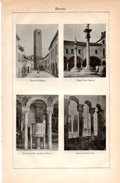 LAMINA V42252: Torre del Publico, Plaza Victor Manuel y San Apolinario Nuevo en Ravena