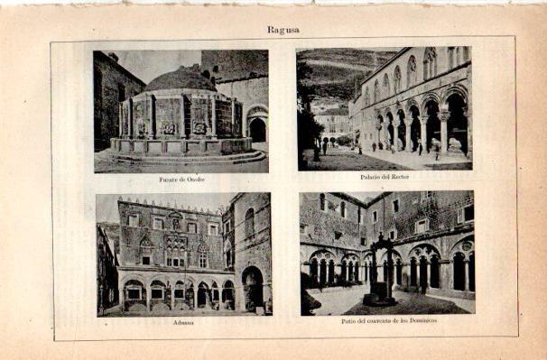 LAMINA V42205: Fuente, Palacio del Rector y Aduana en Ragusa, Italia