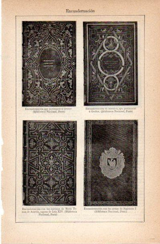LAMINA V42153: Encuadernacion de Grolier, Napoleon I y Maria Teresa de Austria