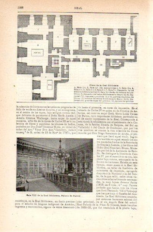 LAMINA V42268: Plano y Sala VIII de la Real Biblioteca
