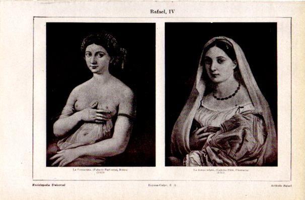 LAMINA V42198: La Fornarina y La donna velata por Rafael