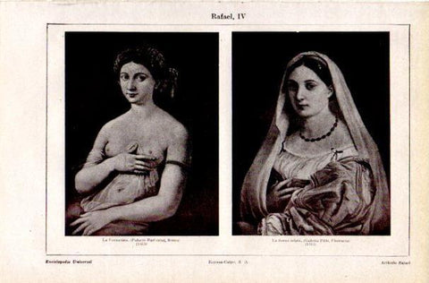 LAMINA V42198: La Fornarina y La donna velata por Rafael