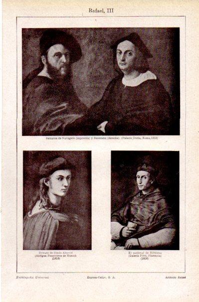 LAMINA V42195: Retratos de Navagero, Bindo Altoviti y cardenal Bibbiena por Rafael