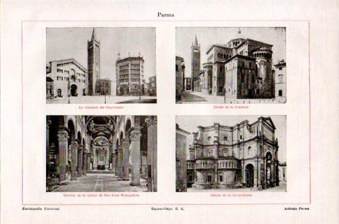 LAMINA V42339: Catedral, Baptisterio, e iglesias en Parma