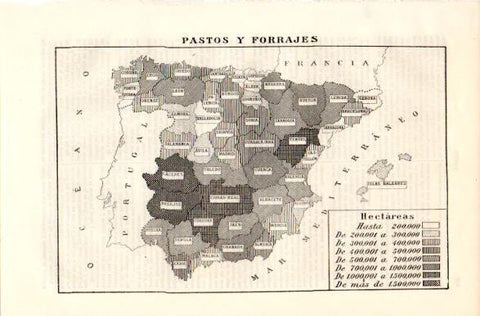 LAMINA V42393: Mapa de España de pastos y forrajes