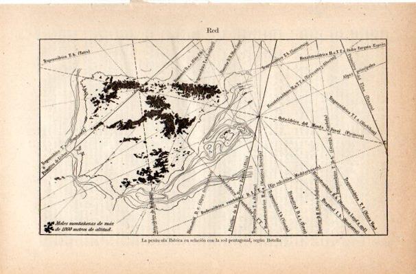 LAMINA V42288: La peninsula Iberica en relacion con la red pentagonal según Botella