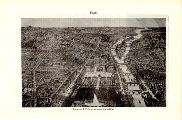 LAMINA V42303: Panorama de Paris según un grabado antiguo
