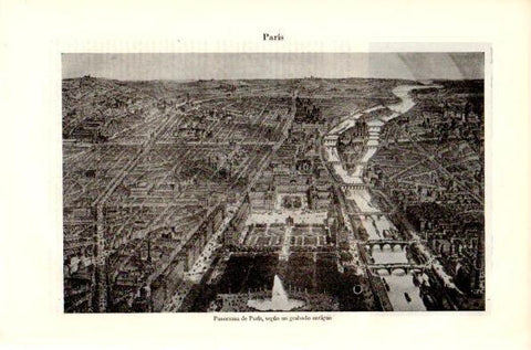 LAMINA V42303: Panorama de Paris según un grabado antiguo